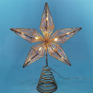 Guld topstjerne med lys og champagnefarvede tråde